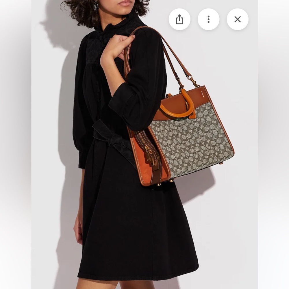 Coach Rogue 30 Brown Jacquard Logo with Leather Trim. LIKE NEW!